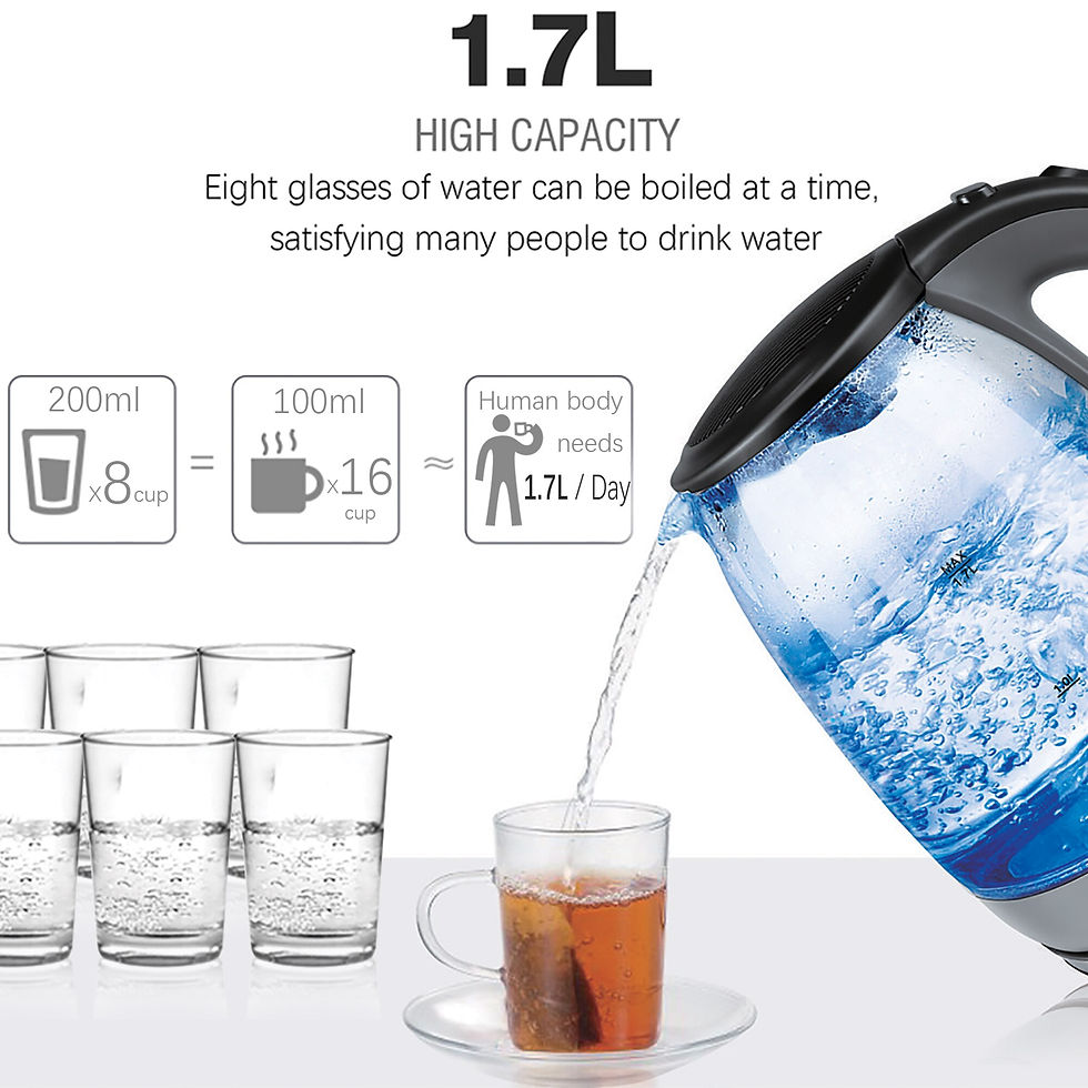 Miniaturbild: 1.7L Glass Health Preserving Pot Electric Kettle with Led Lighting 2000W Quick 