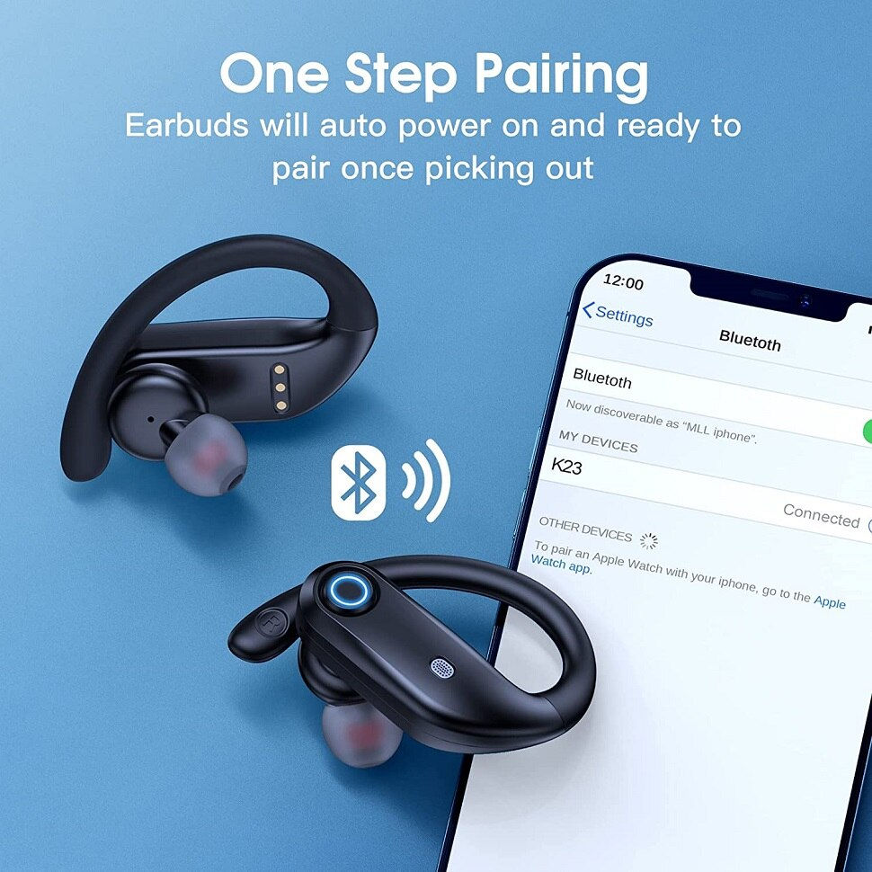 थंबनेल: Bluetooth Headphones 48Hrs Playback Wireless Earbuds with Wireless Charging Cas