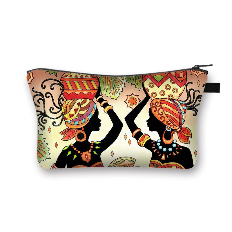 Thumbnail: African Woman Print Cosmetic Bag Afro Ladies Makeup Bags Fashion Girls Cosmetic