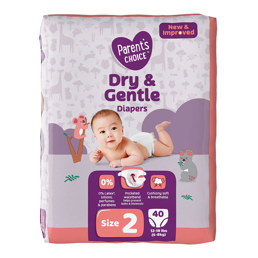Miniaturbild: Parent's Choice Dry & Gentle Diapers (Choose Your Size & Count)