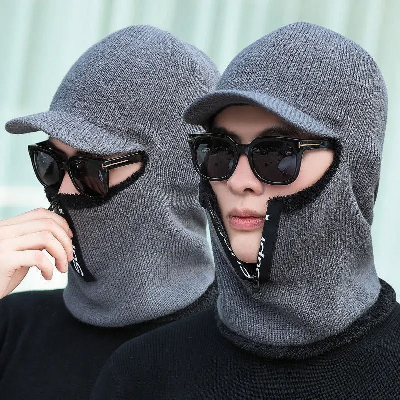 Thumbnail: New Men Winter Warm wool Hat Outdoor Ear Protection Warm Thick Bicycle Knitted 
