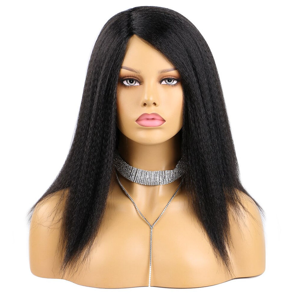 Miniature : Kinky Curly Afro Hair Wigs Yaki Straight Wigs Ombre Synthetic Wig For Women Med