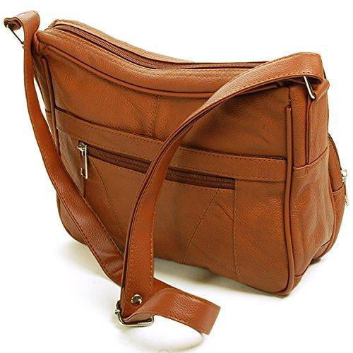 الصورة المصغرة: Women's Leather Organizer Purse Shoulder Bag Multiple Pockets Cross Body Handbag