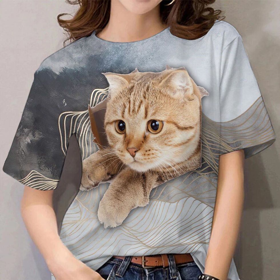 Thumbnail: Lovely Cat Women's T-Shirts Funny Animal Print Tees Fashion Hip Ho  Female Clot