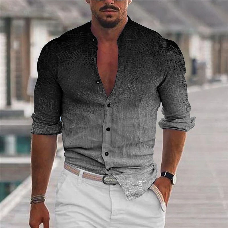 Thumbnail: Gradual Men's Shirts Fashion Collar Long Sleeve Shirts For Men Simple Casual Ma