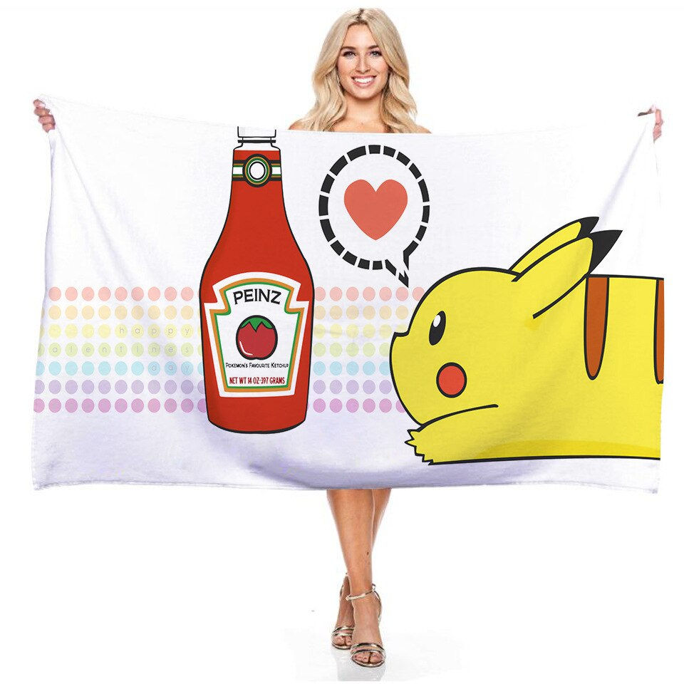 Thumbnail: Pokemon New Pikachu Raichu Children's Cartoon Bath Towel Beach Towel Couple Bat