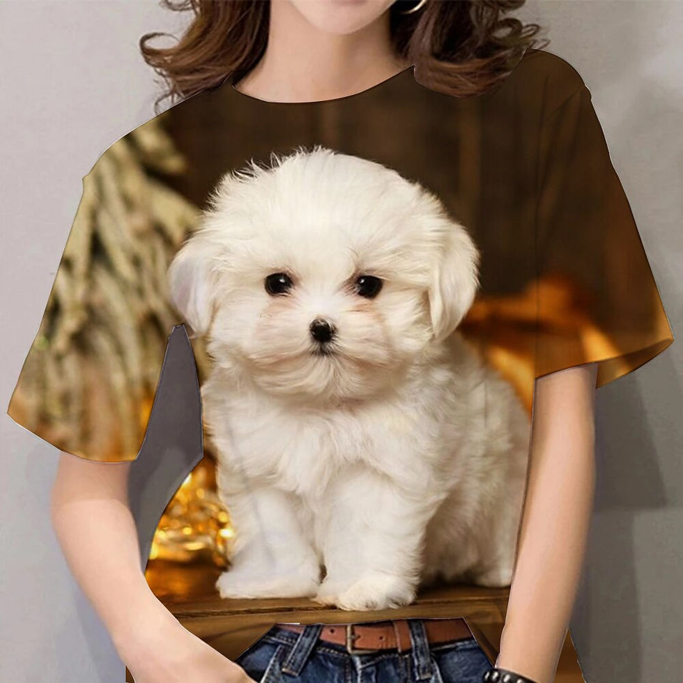 الصورة المصغرة: Summer Women's T-shirt For Ladies 3D Print Dog Graphic T Shirt Fashion Casual S