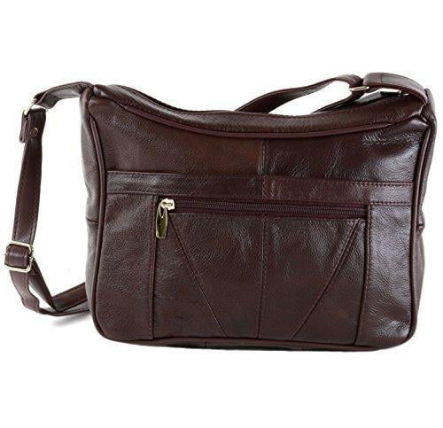 الصورة المصغرة: Women's Leather Organizer Purse Shoulder Bag Multiple Pockets Cross Body Handbag