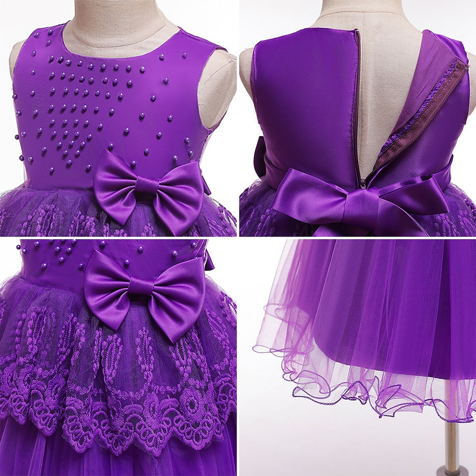 Миниатюра: Lovebay Children Girls Princess Pearls Flower Lace Dress Kids Ball Gown Wedding