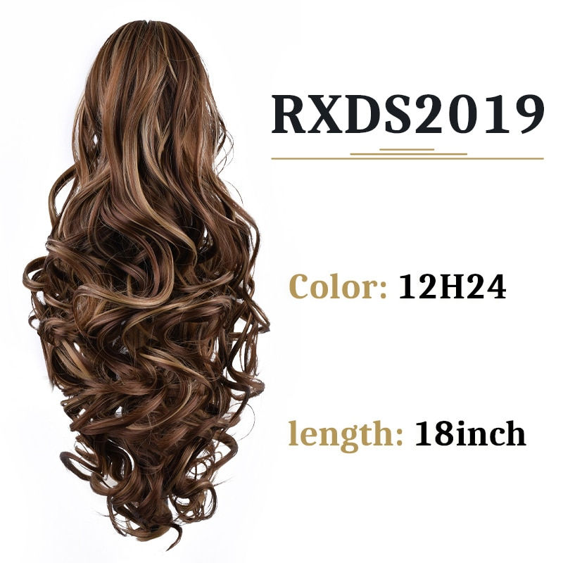 Thumbnail: 18 24 inch Claw Clip On Ponytail Wavy & Curly Style Synthetic Hair Ponytail Ext