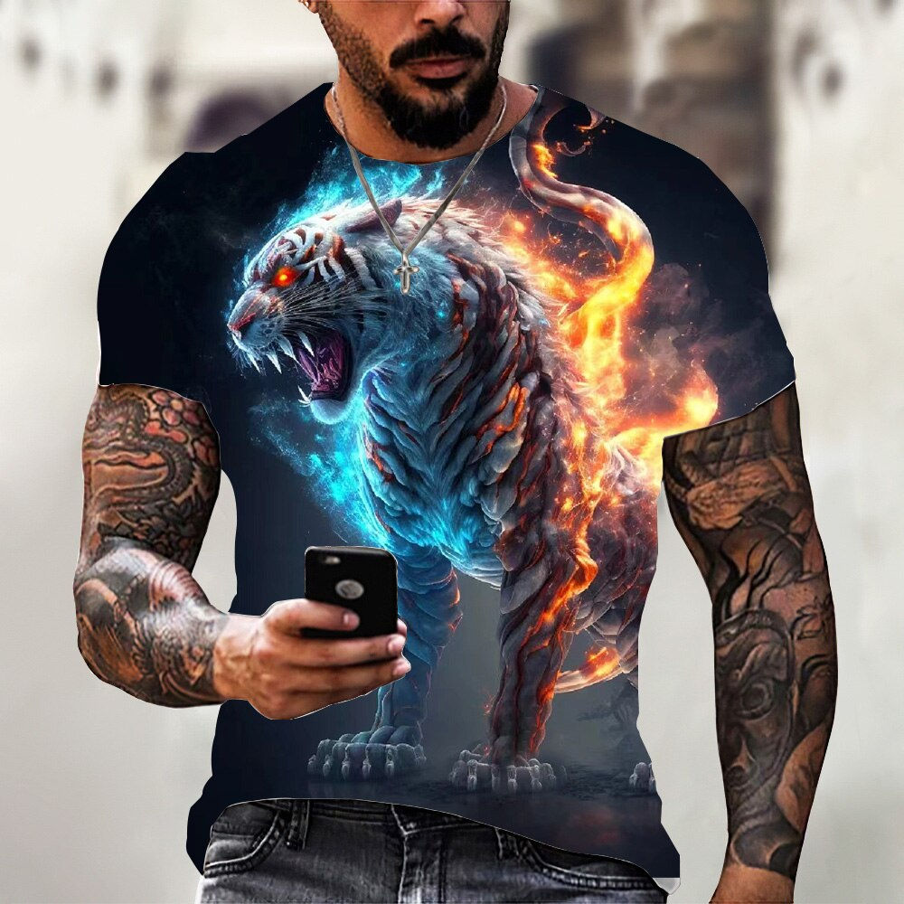 Wolf Tiger Lion Bear Snake Crocodile3D Printed Men's T-Shirt and Women's T-Shir