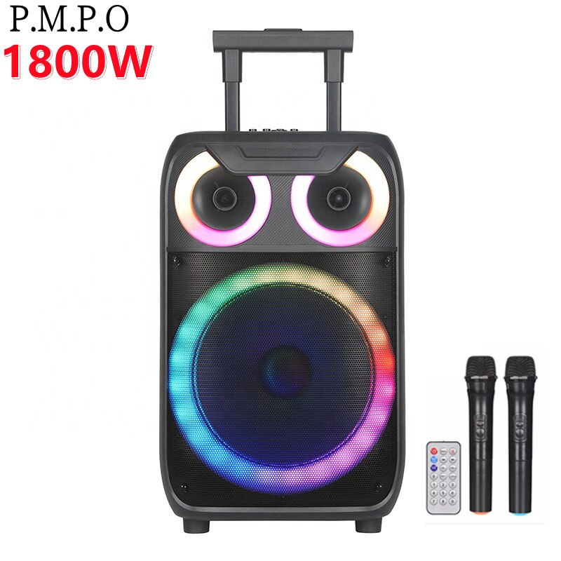 Thumbnail: Wireless BT Cart Sound Box 15" Outdoor Portable Karaoke Machine With Dual Mic C