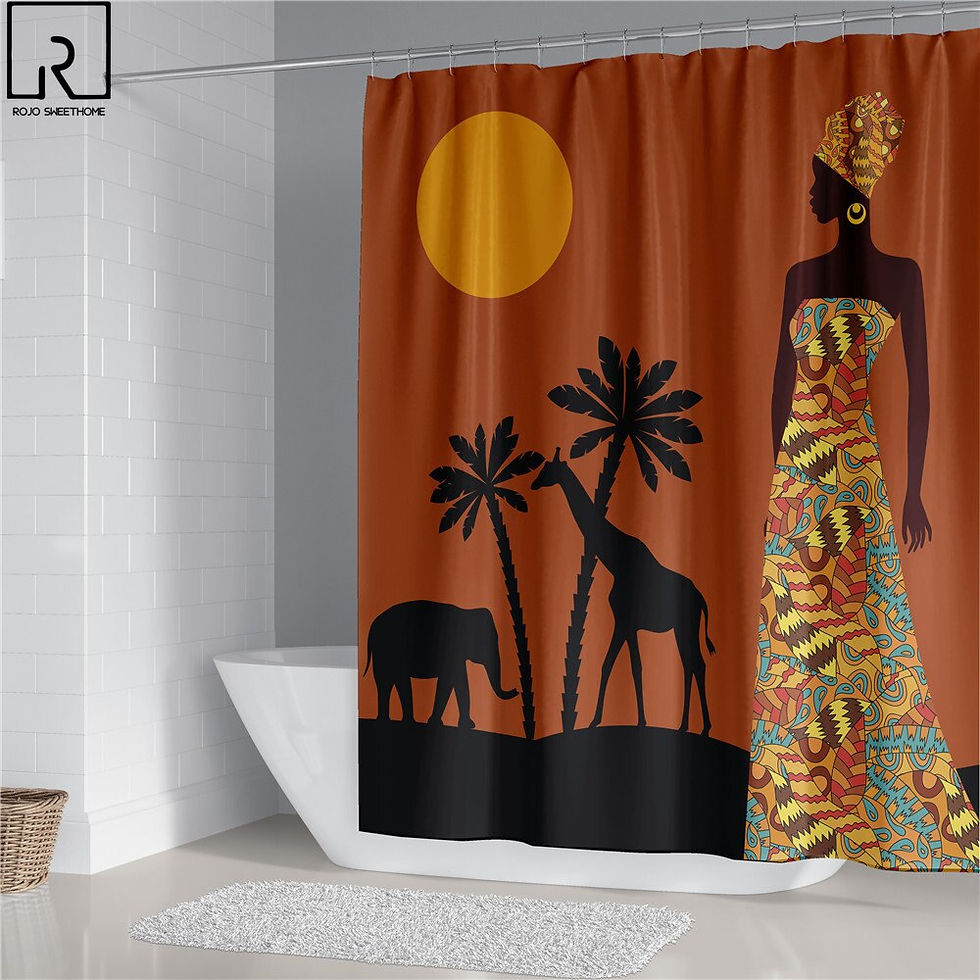 Thumbnail: Vintage African American Women Shower Curtain Waterproof Bathtub Screen Bath Ma