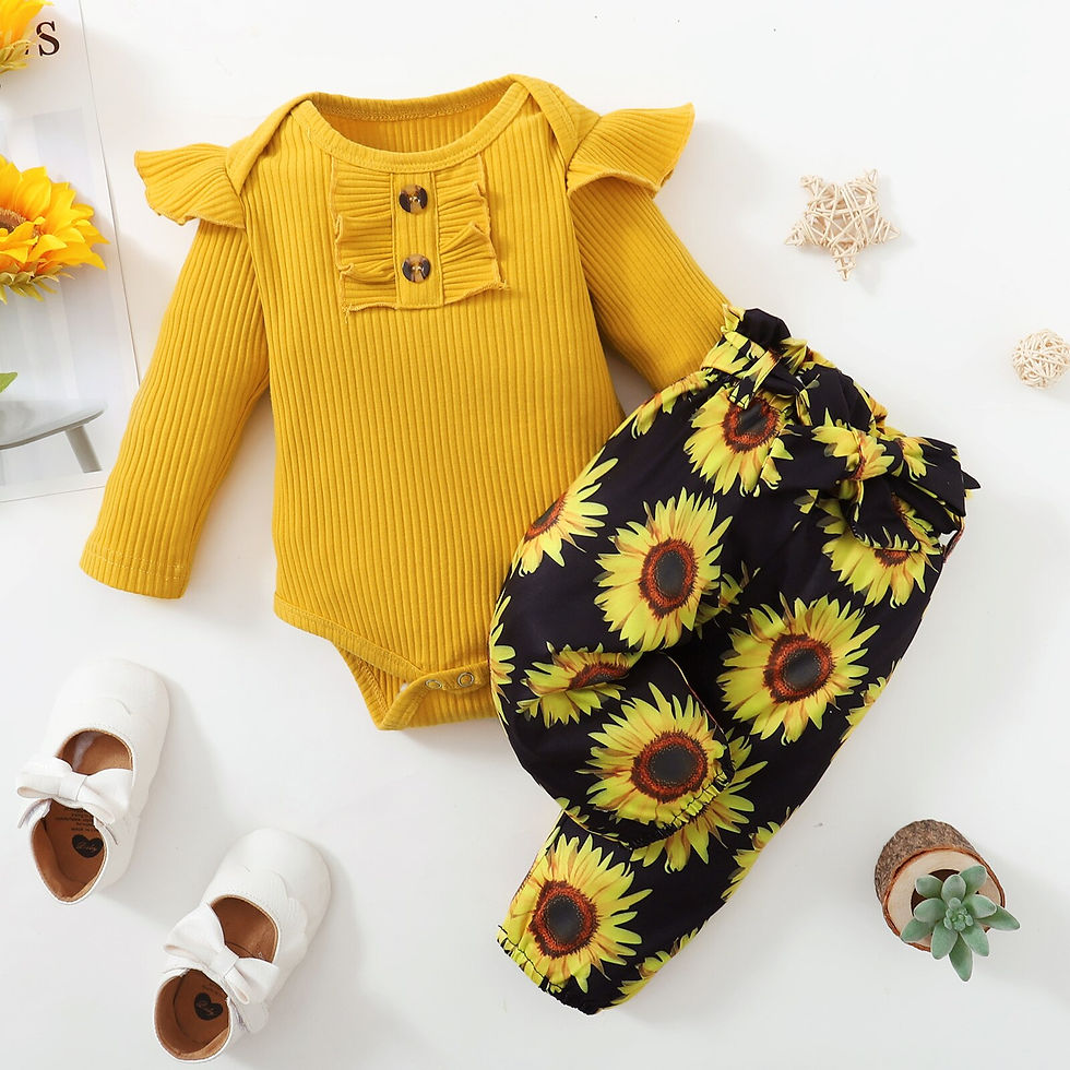 Miniaturbild: 3pcs Newborn Baby Girls Clothes Ribbed Bodysuit +Striped Pants +Headband Sets B