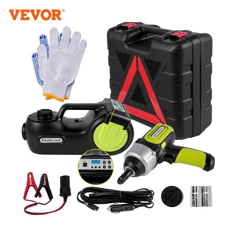 الصورة المصغرة: VEVOR 5 Ton 12V Electric Car Jack Kit + Impact Wrench LED Light Portable Hydrau
