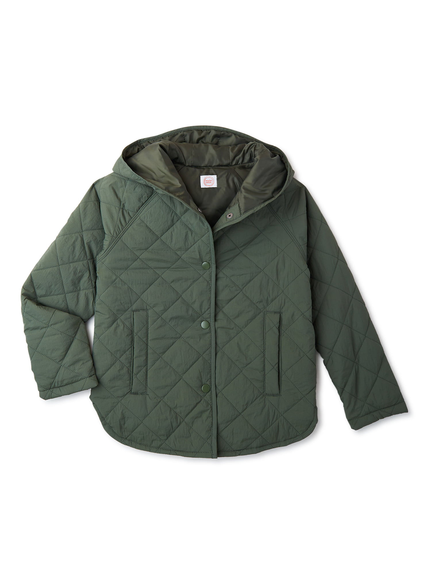 Wonder Nation Girls’ Quilted Hood Jacket, Sizes 4-18 & Plus