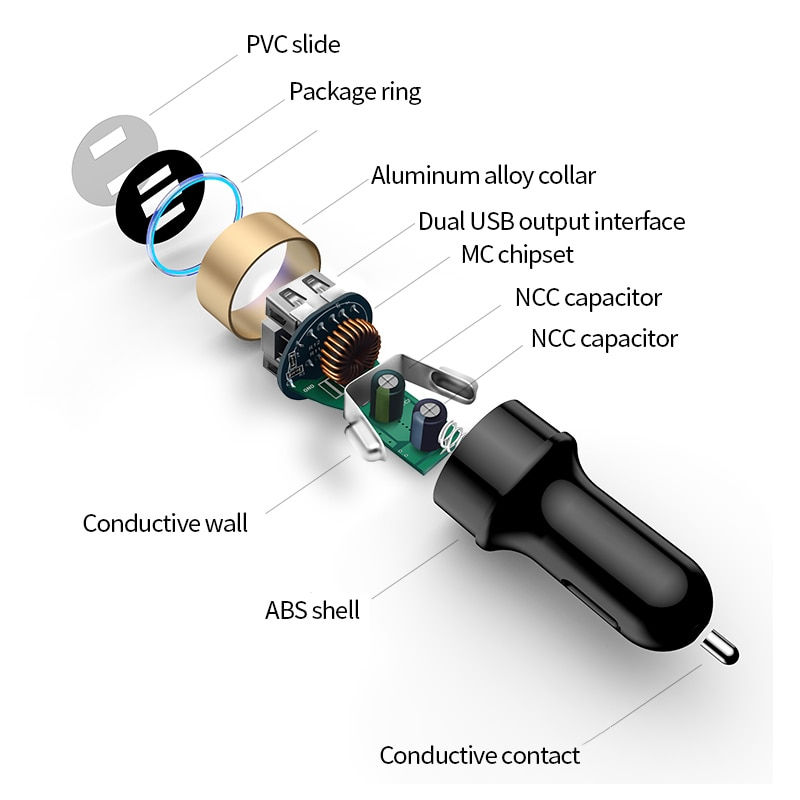 Thumbnail: Cigarette Lighter Car Fast Charge USB Phone Power Adapter Auto Accessories