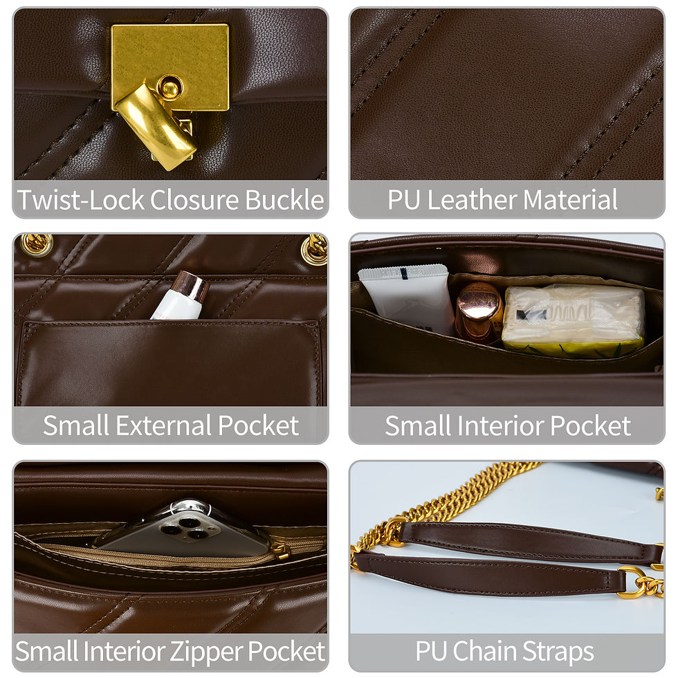 الصورة المصغرة: Quilted Shoulder Bag Lightweight Designer Leather Handbags with Gold Chain for 