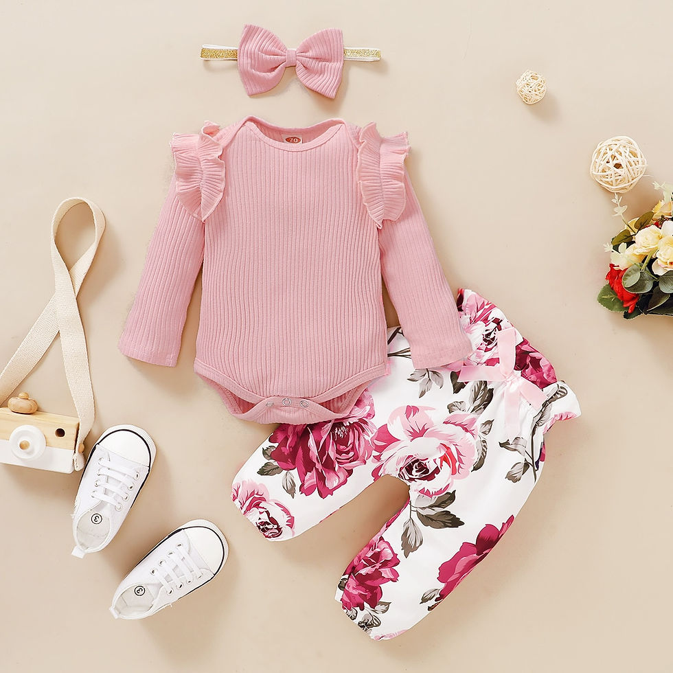 Miniaturbild: 3Pcs Newborn Girl Clothes Set 3 Months Baby Girl Clothes Toddler Girl Outfits B