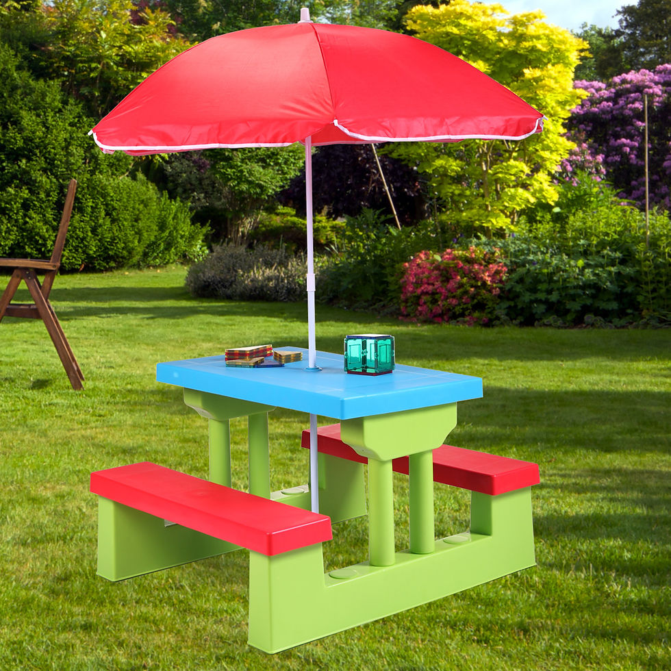 Миниатюра: Tobbi 4 Seat Kids Picnic Table Bench Set Colorful Portable Garden Yard Bench W/