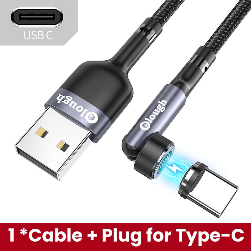 الصورة المصغرة: Elough 540 Magnetic Cable 3A Fast Charging Micro USB Type C Cable For iPhone Xi