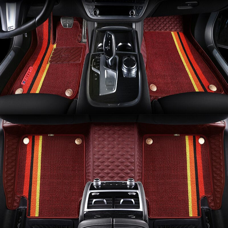 Miniature : Custom Fit Car Floor Mat Accessories Interior ECO Diamond Stripes Thick Leather