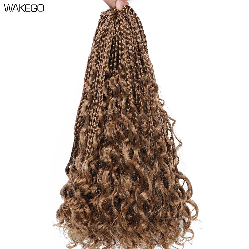 Thumbnail: 14 Inch Boho Box Braids Crochet Hair Curly Ends 6 Packs Crochet Braids Box Brai