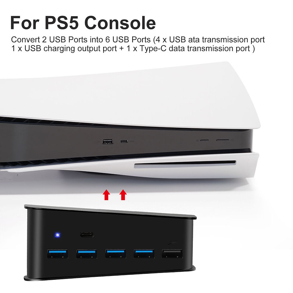 Thumbnail: 5 USB Port Expand Hub for PS5 Console, USB High-Speed Expansion Hub Charger Con