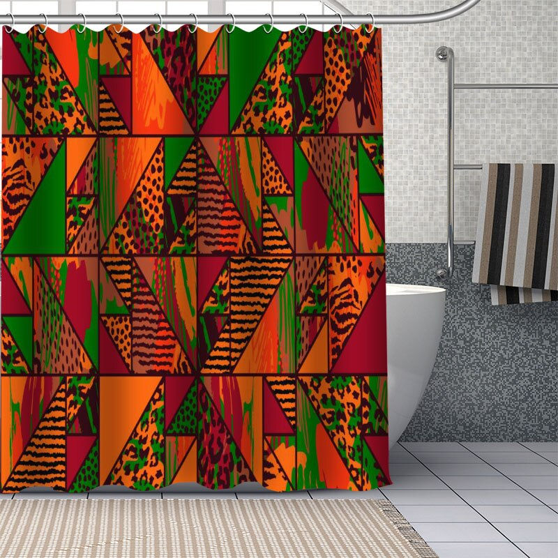 Thumbnail: African Ethnic Flower Pattern Shower Curtains Geometry Bathroom Curtain Fabric 