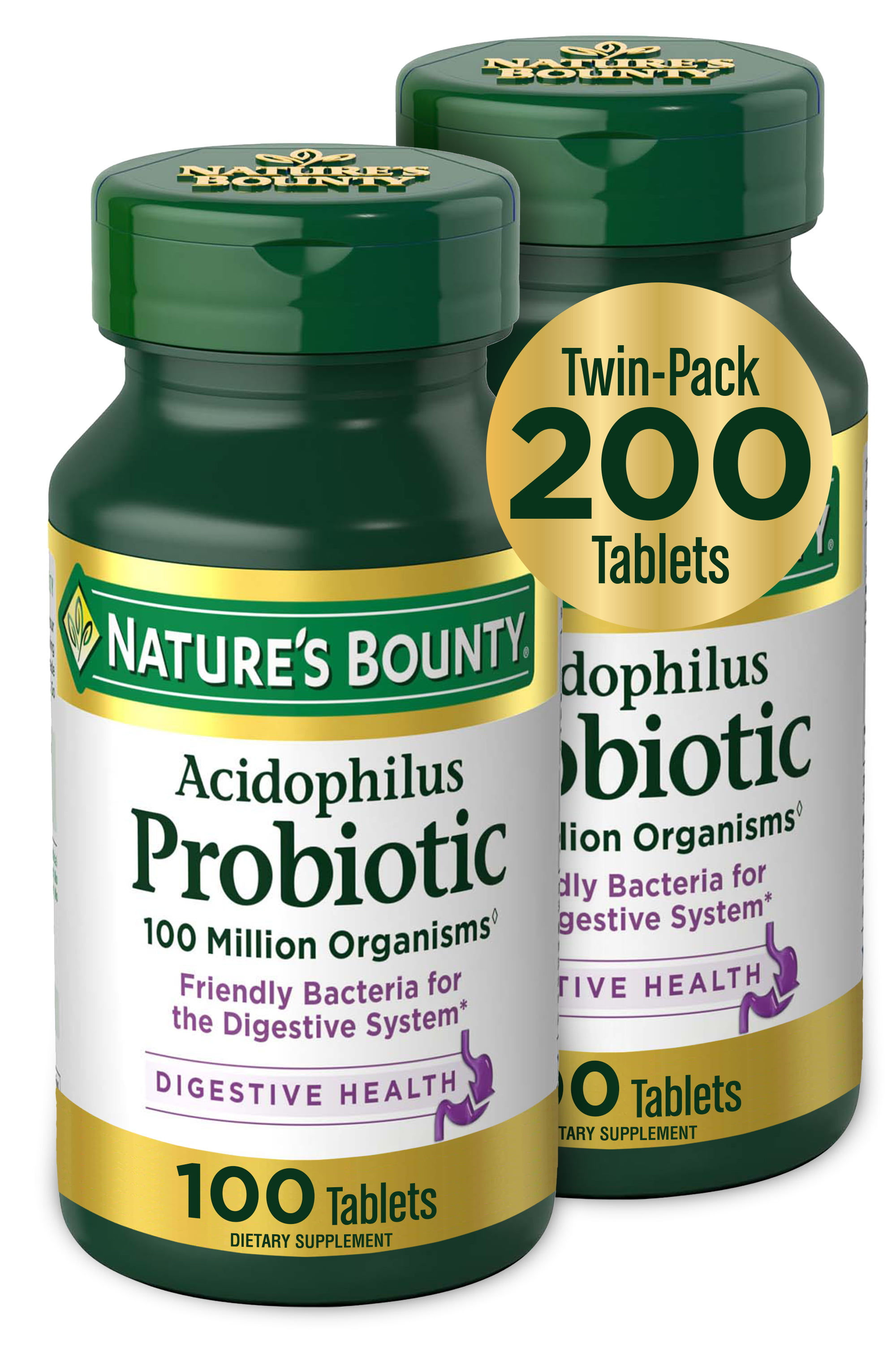 Nature's Bounty Acidophilus Probiotic Tablets, 100 Ct, 2 Pack