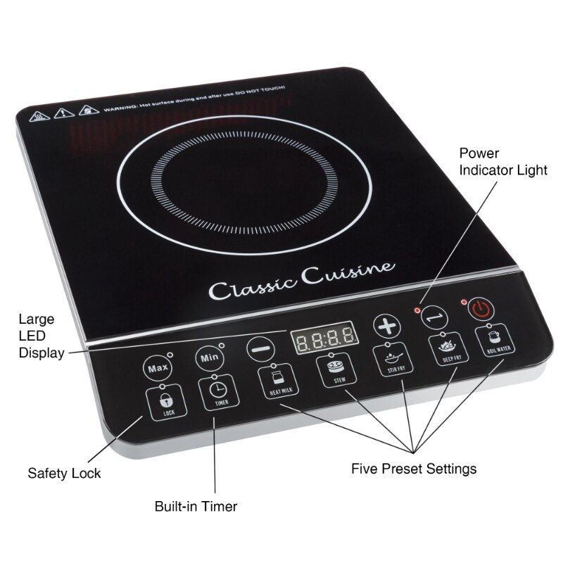 Thumbnail: Classic Cuisine Induction Cooktop - Electric Hot Plate Stove Burner