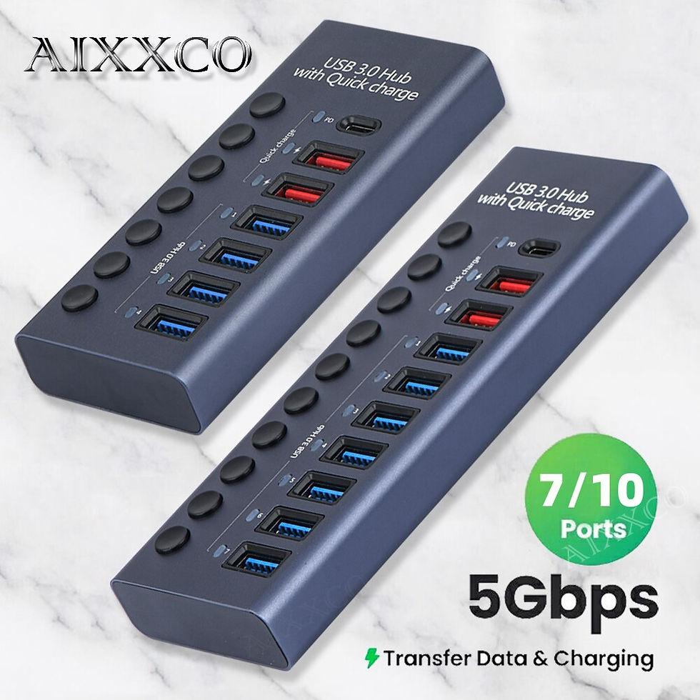 Thumbnail: 10 Ports USB3.0 Splitter Computer Extender USB HUB 2.4A Fast Charging PD Port E