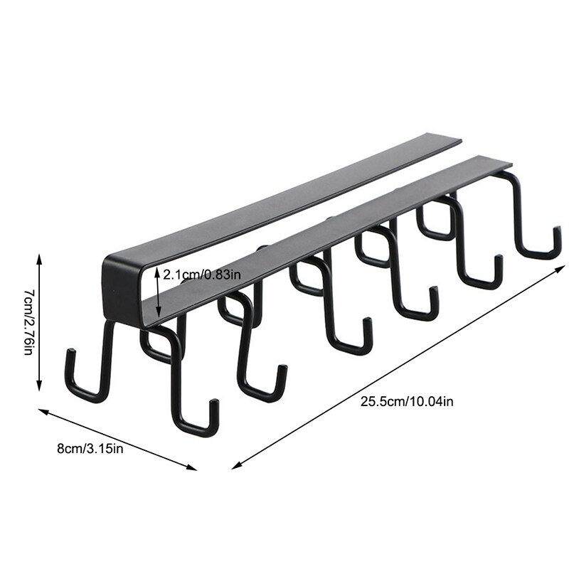Thumbnail: Iron 6 Hooks Storage Shelf Wardrobe Cabinet Metal Under Shelves Mug Cup Hanger 