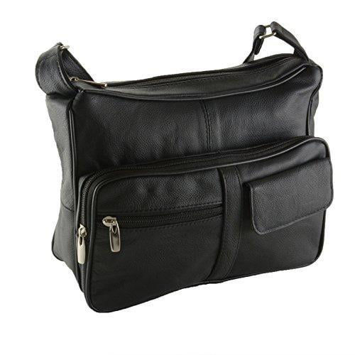 الصورة المصغرة: Women's Leather Organizer Purse Shoulder Bag Multiple Pockets Cross Body Handbag