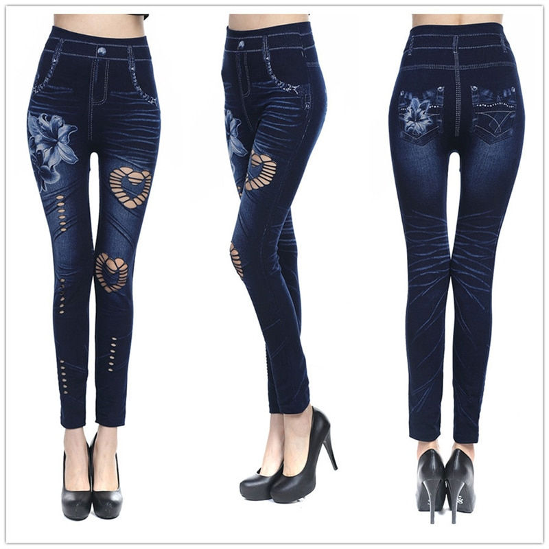 Thumbnail: Hot Sexy Women Jean Skinny Jeggings Pants high waist leggings female print ankl