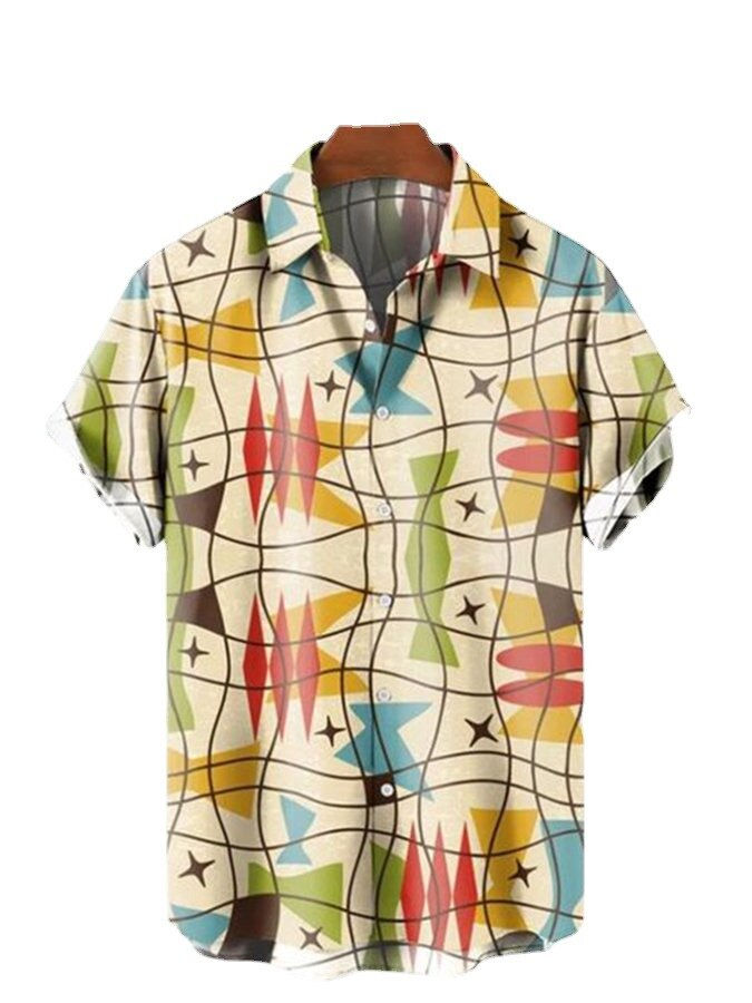 Thumbnail: Hot Camisa Masculina Striped Stitching Refreshing Playa Shirts for Men Fashion 