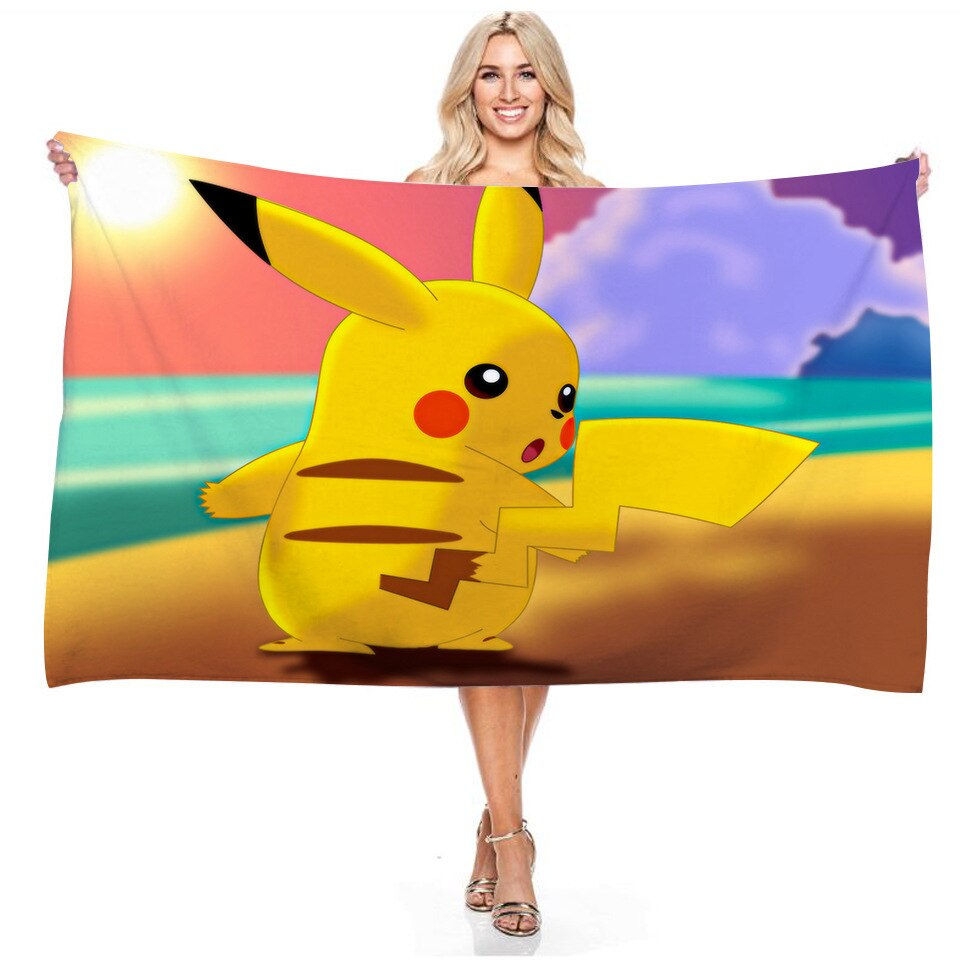 Thumbnail: Pokemon New Pikachu Raichu Children's Cartoon Bath Towel Beach Towel Couple Bat