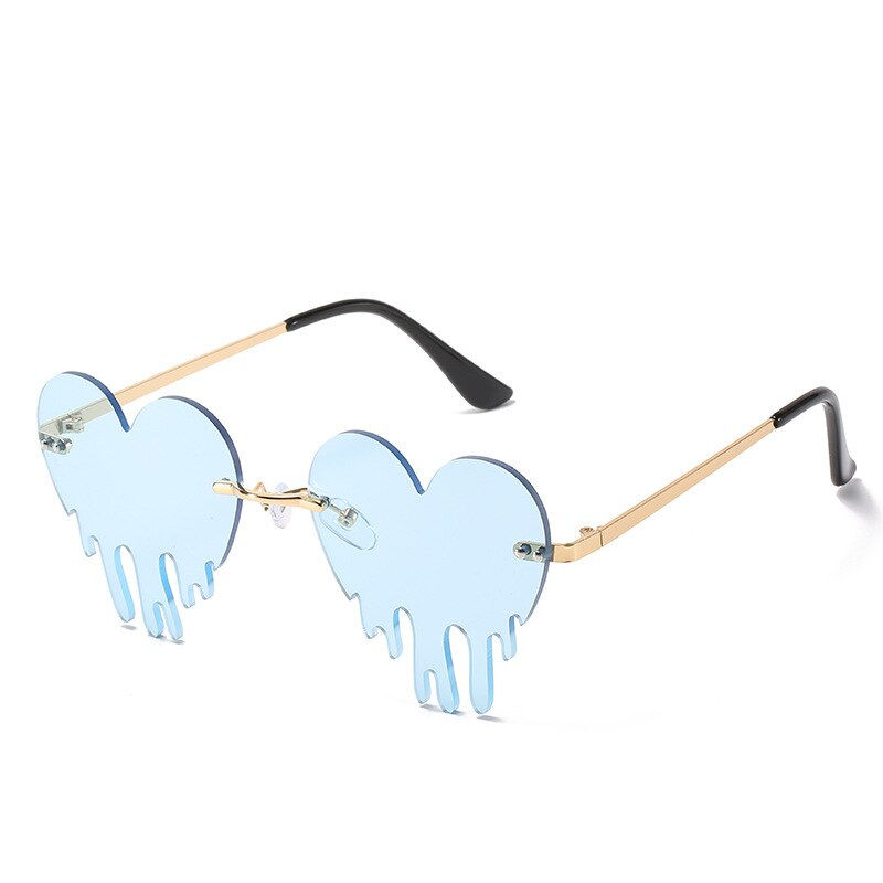 Thumbnail: Popular Unique Heart Rimless Sunglasses Women New Fashion Red Blue Tears Shape 