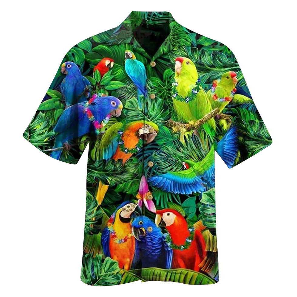 Thumbnail: Men Beach Summer Outdoor Vintage Hawaiian Shirts Parrot Print Shirt For Men Sum
