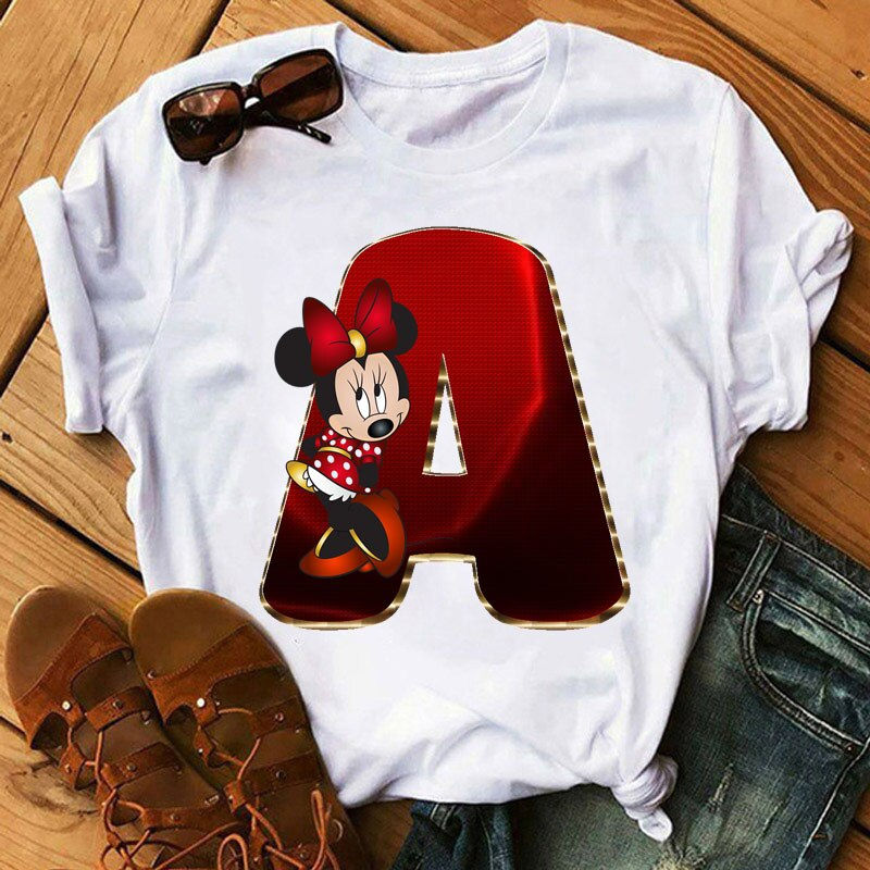 Thumbnail: Fashion Minnie Letter T-Shirt Women Casual Top Minnie Print Summer New T-Shirt 