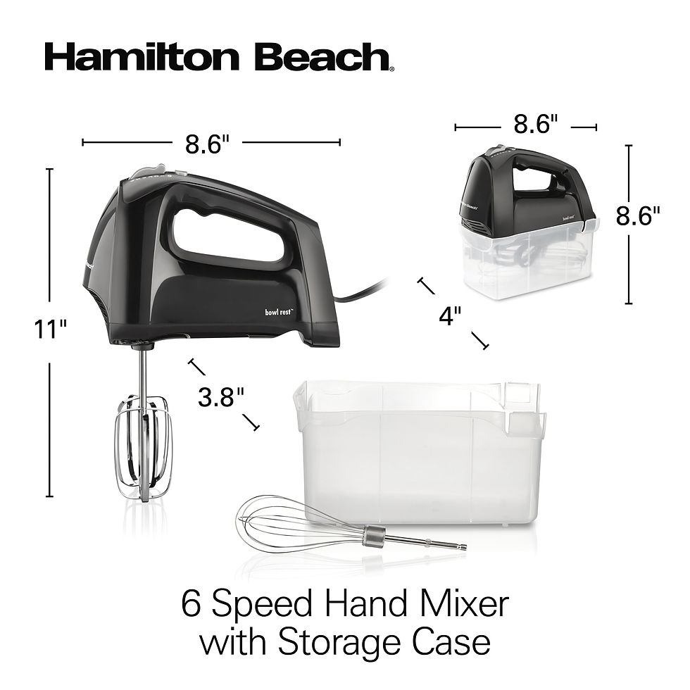 Thumbnail: Hamilton Beach 6 Speed Hand Mixer, Quick Burst, Storage Case, Black, 62690