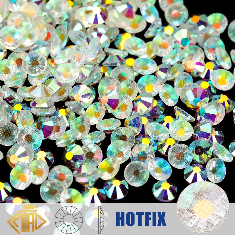 Thumbnail: Glass Clear Rhinestone Flat Back Iron Crystal Stones for Clothes Decorations