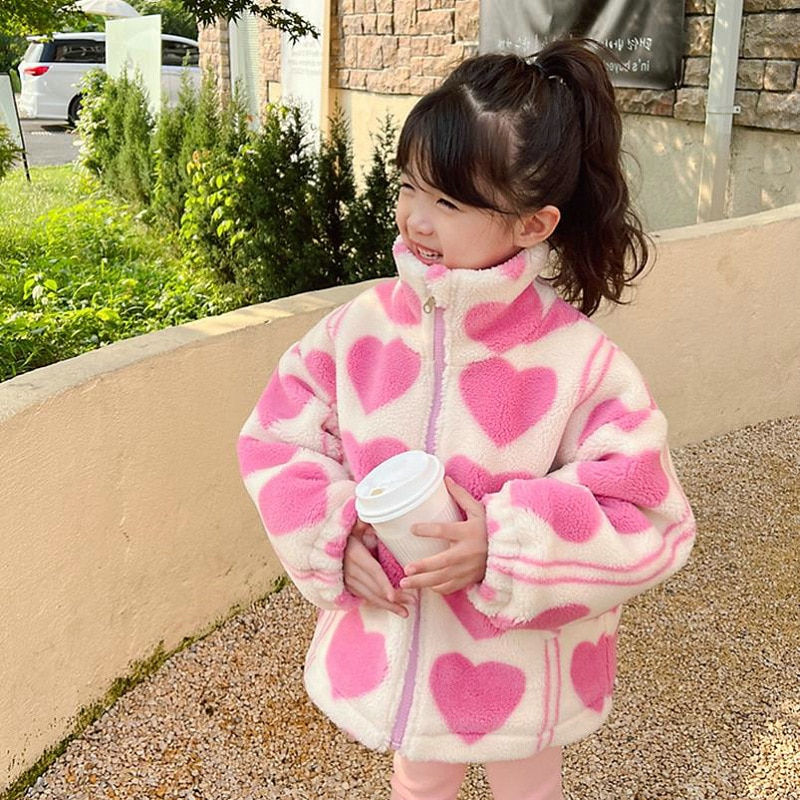 Thumbnail: Fashion Winter Baby Girls Lovely Pink Warmth Cashmere Fleece Full Zip Jackets K
