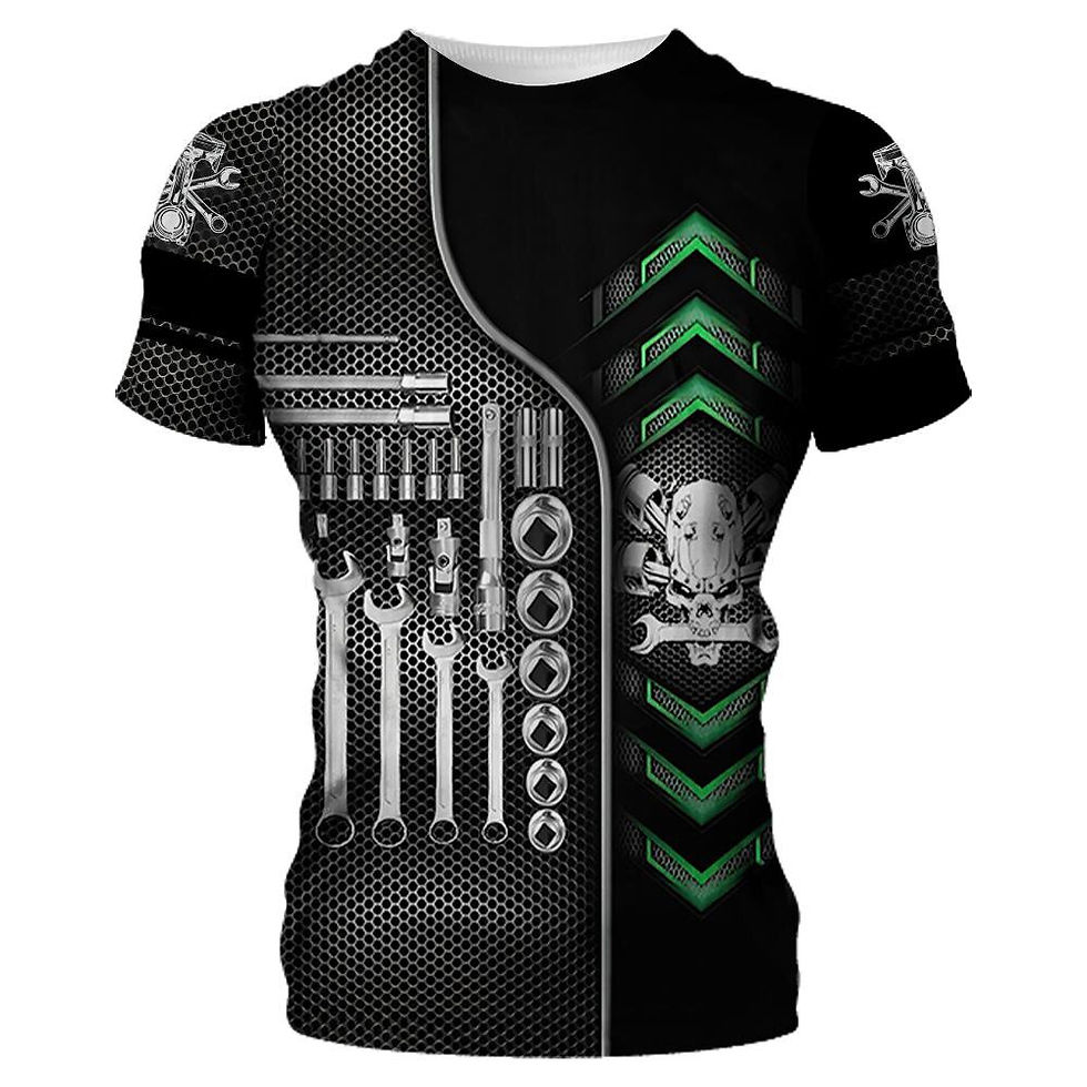 Thumbnail: Men's T-shirt Tools Machine Printed T Shirt For Men Vintage Short Sleeve Shirt 