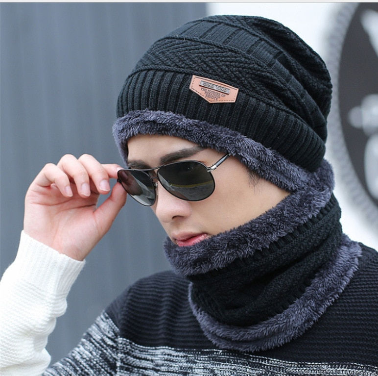 Thumbnail: New Men Winter Warm wool Hat Outdoor Ear Protection Warm Thick Bicycle Knitted 