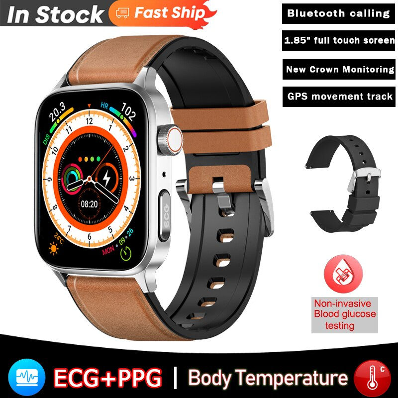 Thumbnail: Non-invasive Blood Glucose Smart Watch Men ECG+PPG Thermometer Blood pressure H