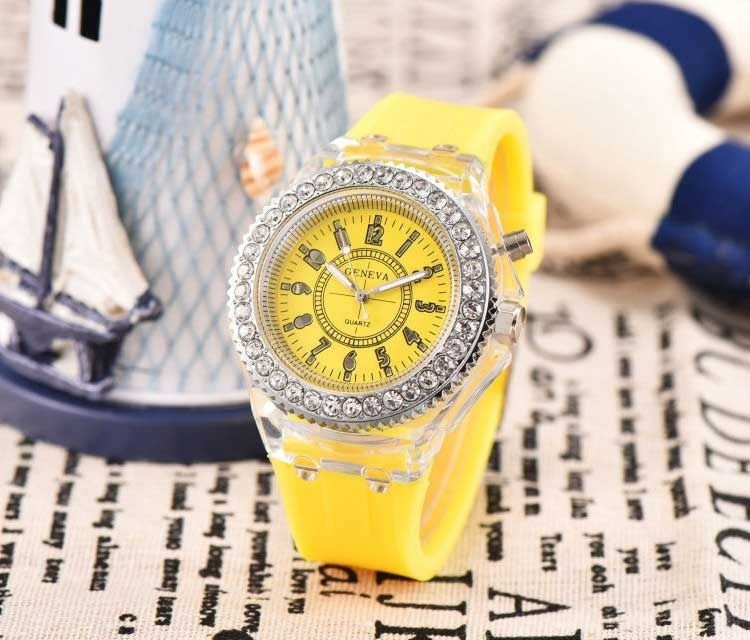 Thumbnail: Fashion LED Sport Watches Geneva Luminous Women Quartz Watch Ladies Women Silic