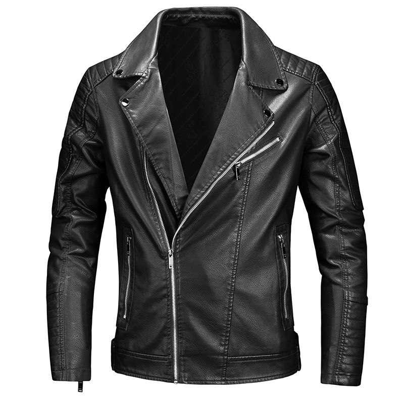 थंबनेल: Mens Winter Leather Jackets Windbreaker Male Slim Fit Biker Motorcycle