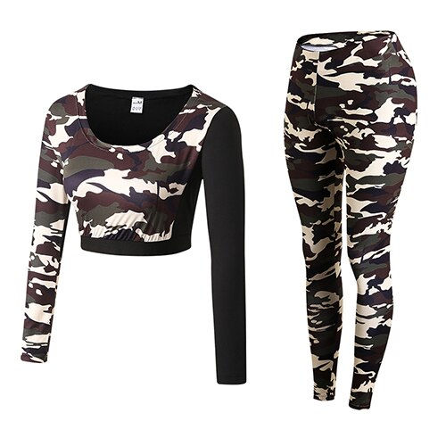 Thumbnail: Yoga Set Woman Sportswear Fitness Sport Suit Tracksuit Women Camouflage  Compre