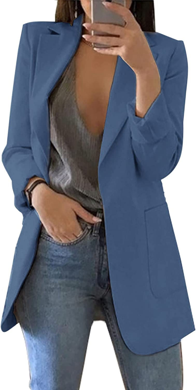 Thumbnail: Dazosue Womens Casual Blazer Open Front Long Sleeve OL Work Jackets with Pockets